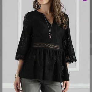 NWT Black  Lace Tunic Top, 3X
